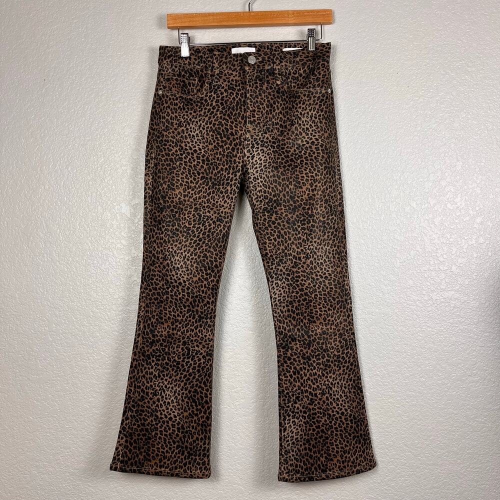 Frame Womens Size 28 Coated Leopard Print Le Crop Mini Bootcut Flare Jeans NWOT